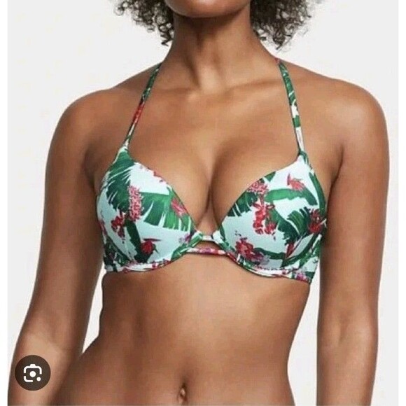Victorias Secret Swim Tropical Bombshell Add-2-Cups Push Up Bikini Top 34C EUC - Picture 1 of 5